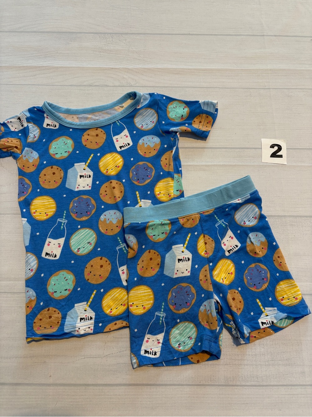 Little Sleepies Blue Milk & Cookies Short Pajama Set